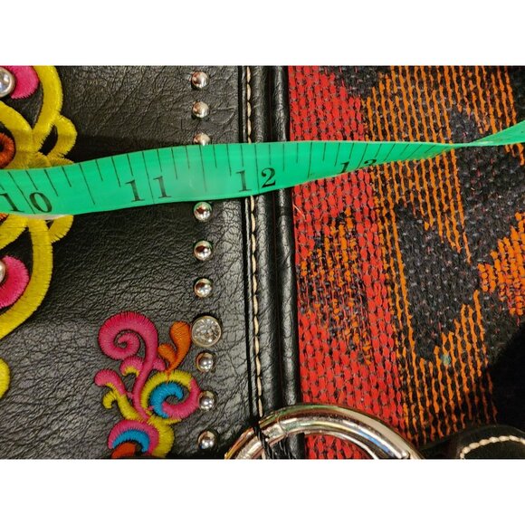 NEW Montana West Sugar Skull Studded PU Leather Handbag Black Multicolor - Picture 13 of 16